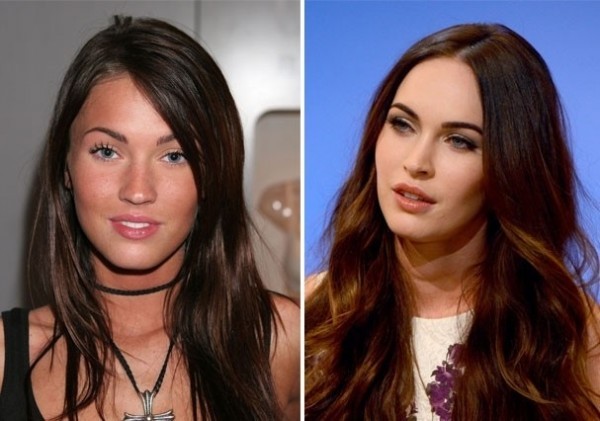 Antes e depois de Megan Fox adotar sobrancelhas bold