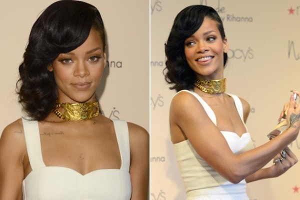 Rihanna aparecem fotos usando chokers