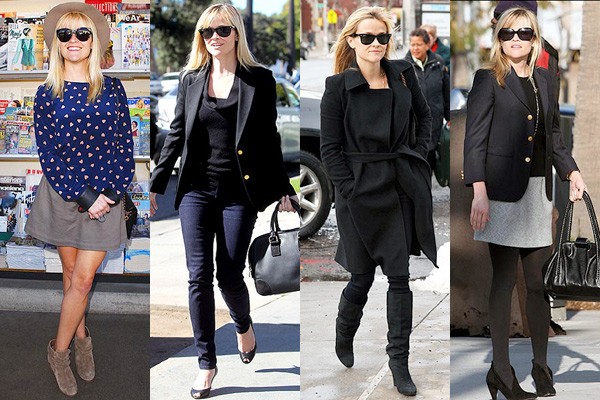 Reese Witherspoon com roupas de inverno