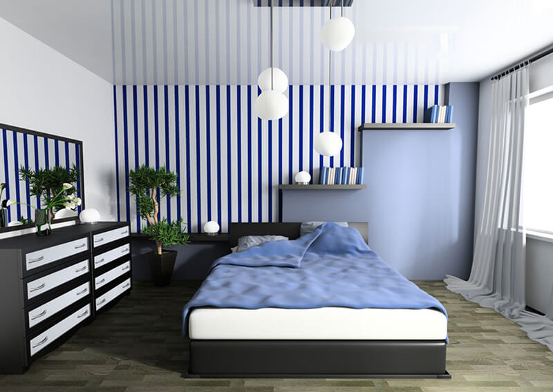 Cor azul na decoração do quarto