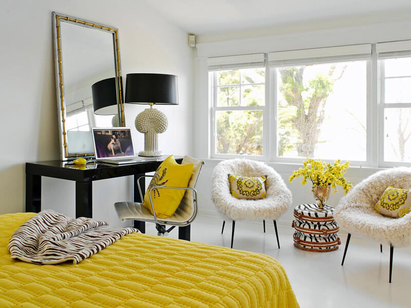 Decoração de quarto utilizando o amarelo