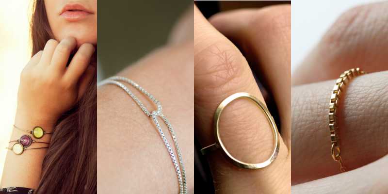 Modelos de Pulseiras e anéis minimalistas