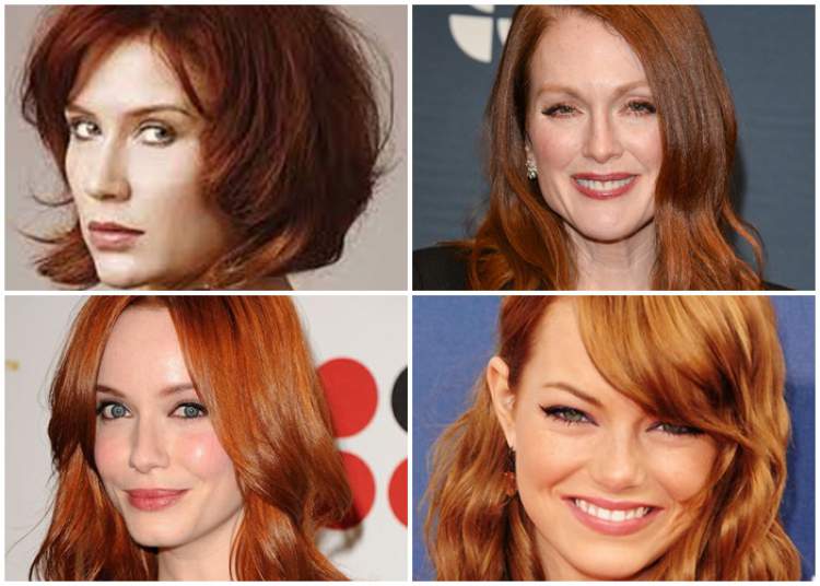 foto de mulheres com o cabelo ruivo acobreado em diversos tons