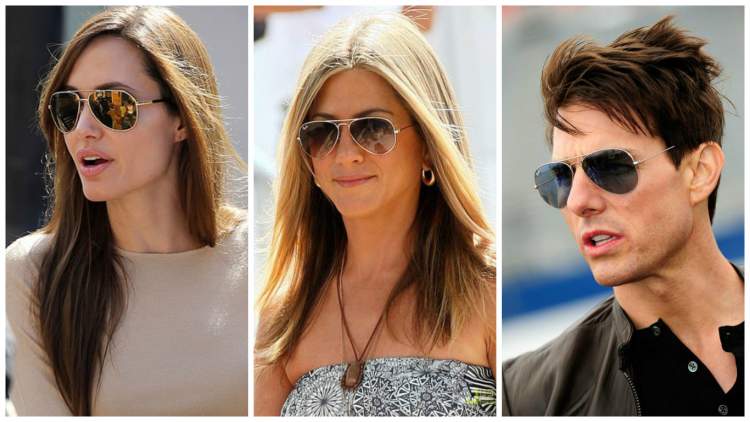 celebridades usando óculos de sol modelo aviador