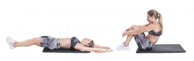Exercício abdominal remador faz parte do treino de Anitta