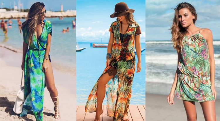 Estampas com inspiração na natureza para saídas de praia é uma das tendências da moda praia verão 2018