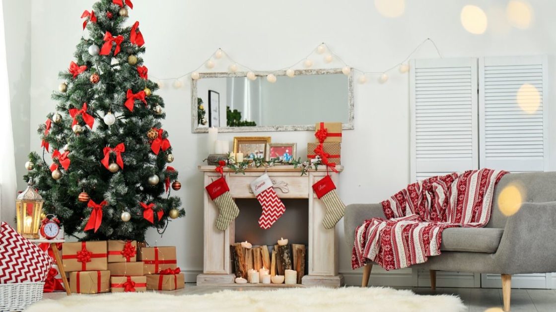 Sala decorada para o Natal