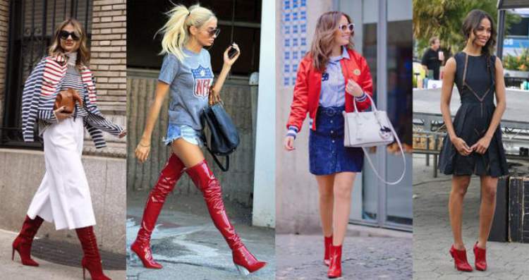 Botas vermelhas entre as tendências da moda inverno 2018
