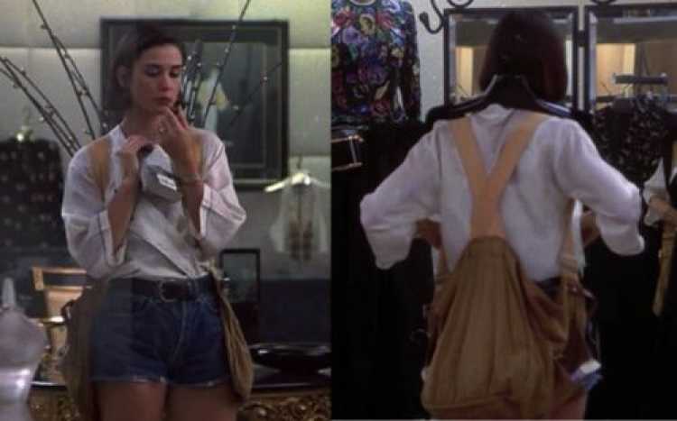 Look de Demi Moore com mochila colete no filme Proposta Indecente