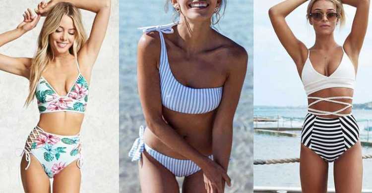 Listras, amarrações e tiras é uma das tendências da moda praia no verão 2019