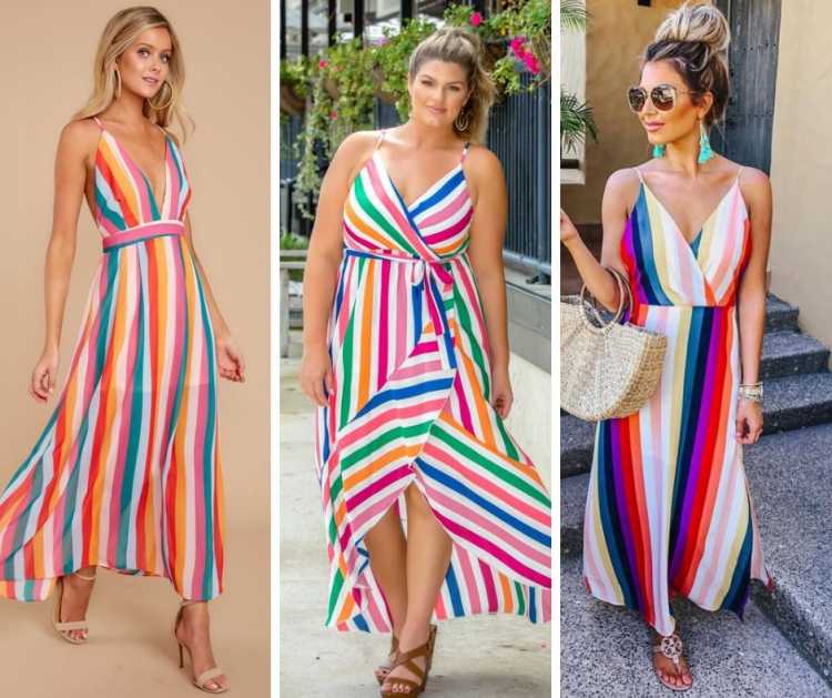 Vestidos em estampa arco-íris é tendência no verão 2019