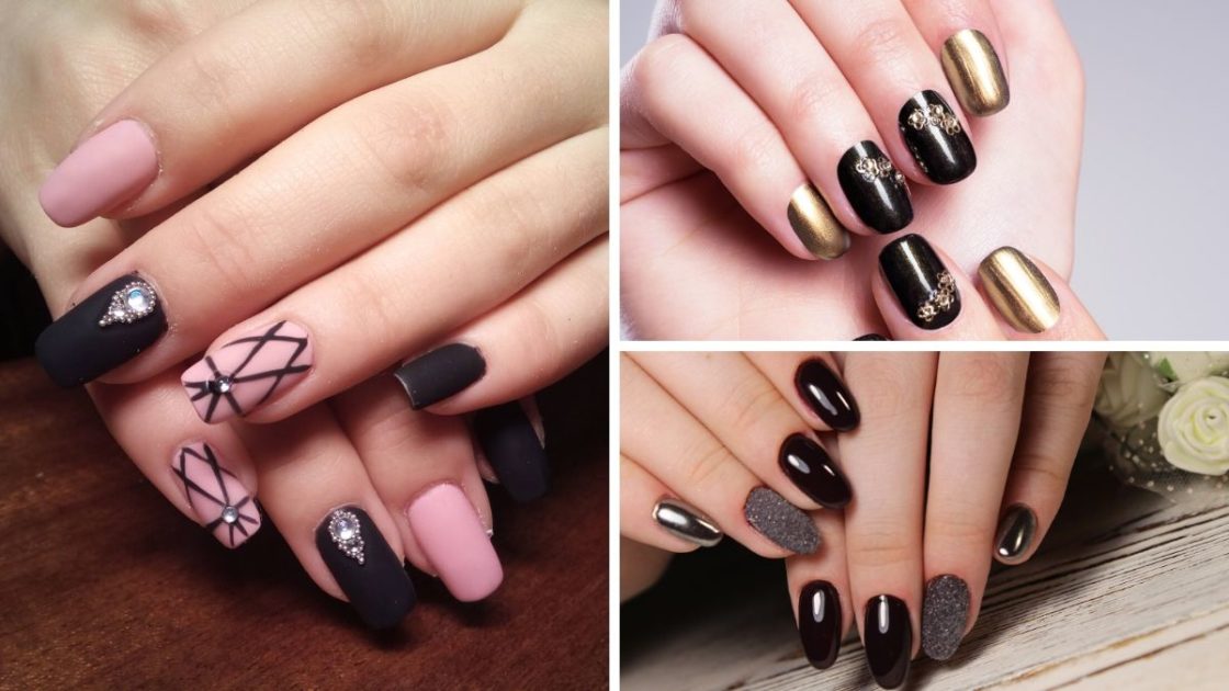 Nail art em unhas pretas é uma das tendências de unhas decoradas 2020 - [Fotos 1: shutterstock] [Fotos 2 e 3: Canva]